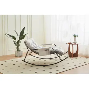 Rocking Chair with Extra-Wide Technical leather Upholstered Gliding Chair Boucle Reclining Chair, Modern Accent Chair for Living Room