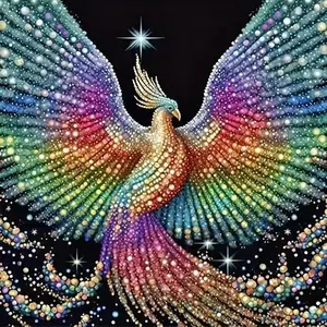 5D DIY Full Diamond Painting Kit, Diy Project, Phoenix Pattern, Suitable for Beginners, Home Wall Decor, Gift Idea, Adult Starter Set, Beginner Friendly