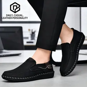 Men's British Style Handmade Leather Loafers - All Seasons Low-Cut Lightweight Slip-On Casual Shoes