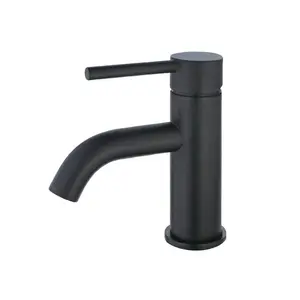 212 MAIN Decorative, Contemporary, Drip-Free Solid Brass Concord Single-Handle Monoblock Lavatory Faucet, Matte Black