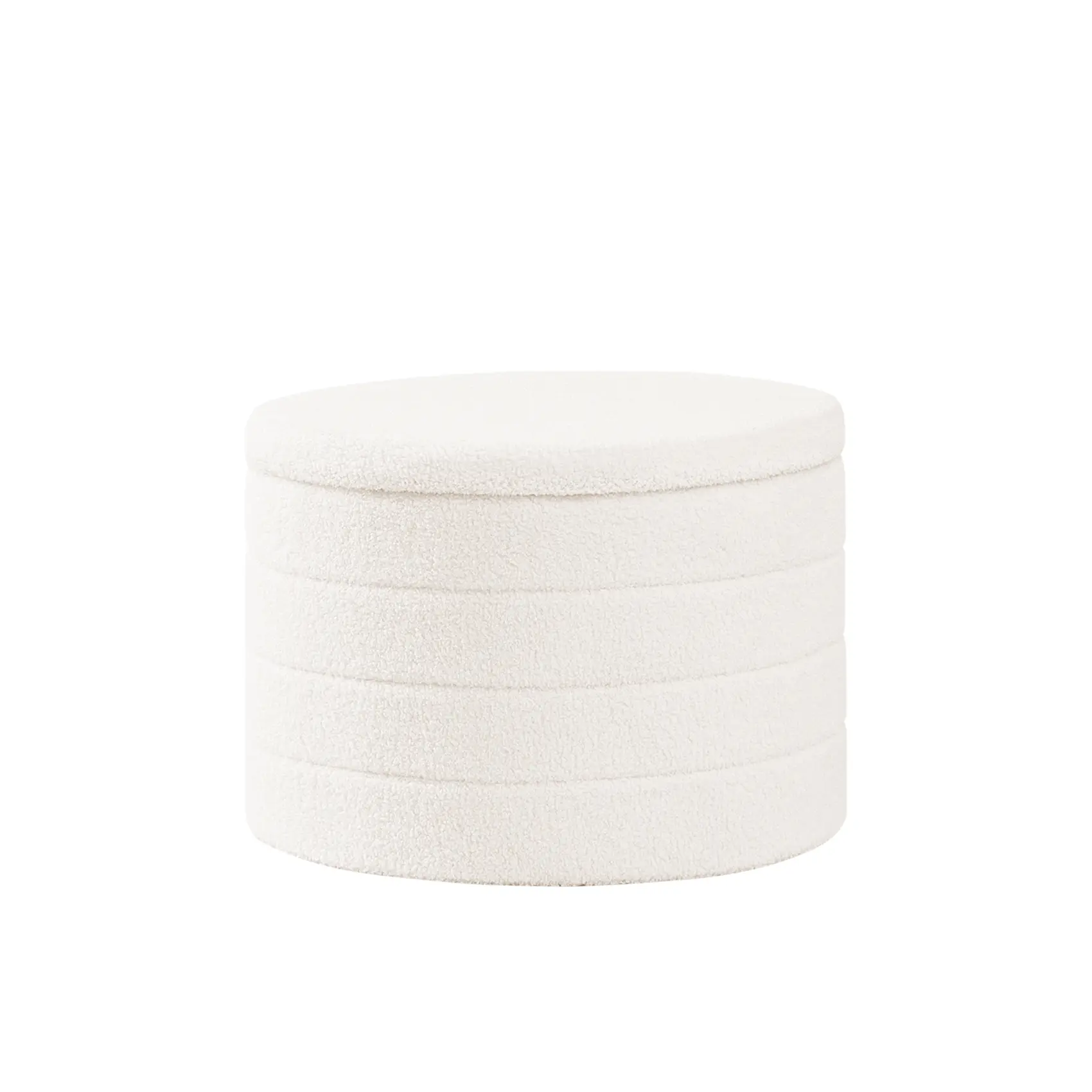 B FSOBEIIALEO Modern Round Storage Ottoman,Teddy Ottoman Foot Stools Ottoman Footstool With Removable Lid Storage Ottomans For Living Room, Bedroom, Makeup Room,Sherpa Foam