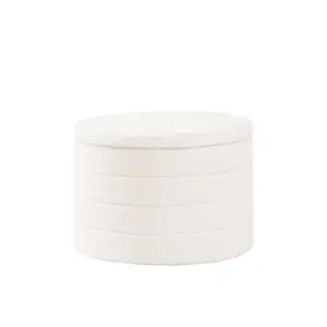 B FSOBEIIALEO Modern Round Storage Ottoman,Teddy Ottoman Foot Stools Ottoman Footstool With Removable Lid Storage Ottomans For Living Room, Bedroom, Makeup Room,Sherpa Foam