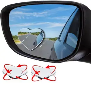 2 car heart-shaped blind spot mirrors, convex rearview mirrors to enhance safety, universal adhesive installation, side mirror blind spots with adjustable angle and removable wide-angle, car mirror accessories for SUV and truck.