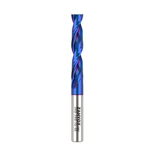 S3803 3/8" Shank Solid Carbide Upcut nACo Coated CNC Spiral Bit- 2 Flutes - 3/8" Cutting Dia - 2" LOC - 4" OAL