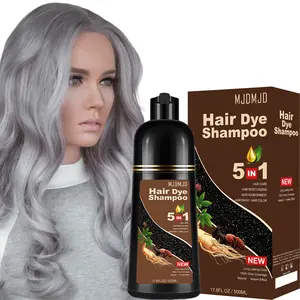 Silver Gray Hair Dye Shampoo 5-in-1, Long Lasting Silver Hair Color Shampoo with Natural Essence Extracts, Hair Color Shampoo for Women & Men, Easy to Use & Suitable for All Hair Types, 16.9 Fl Oz