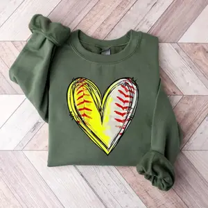 Softball Distressed Heart Sweatshirt, Softball Distressed Heart Hoodie, Baseball Heart Sweatshirt, Baseball Sweatshirt, Softball Mom Hoodie