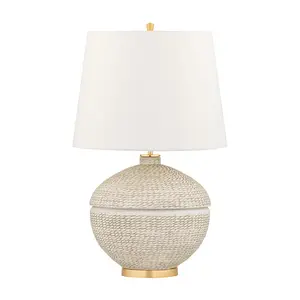 Katonah Table Lamp With Handcrafted Ceramic Base And White Linen Shade