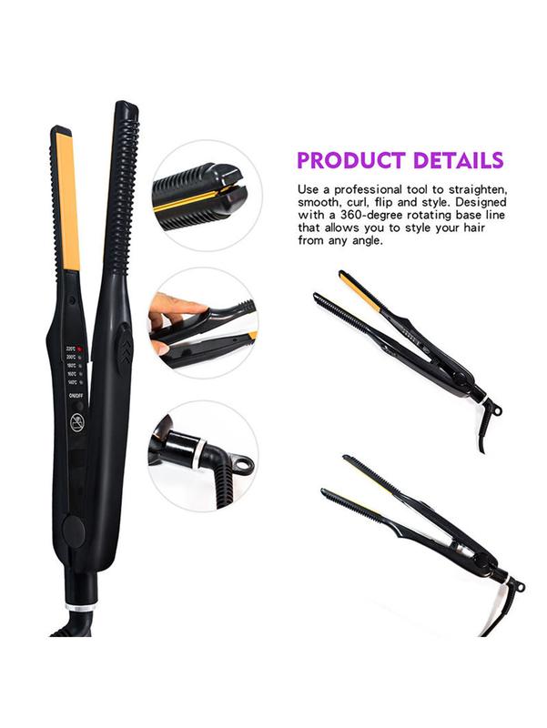 【Renhui】Professional Adjustable Hair Straightener, US Plug LCD Display Hair Straightening Flat Iron Hair Styling Tool for Salon & Barber Shop, Winter Gift