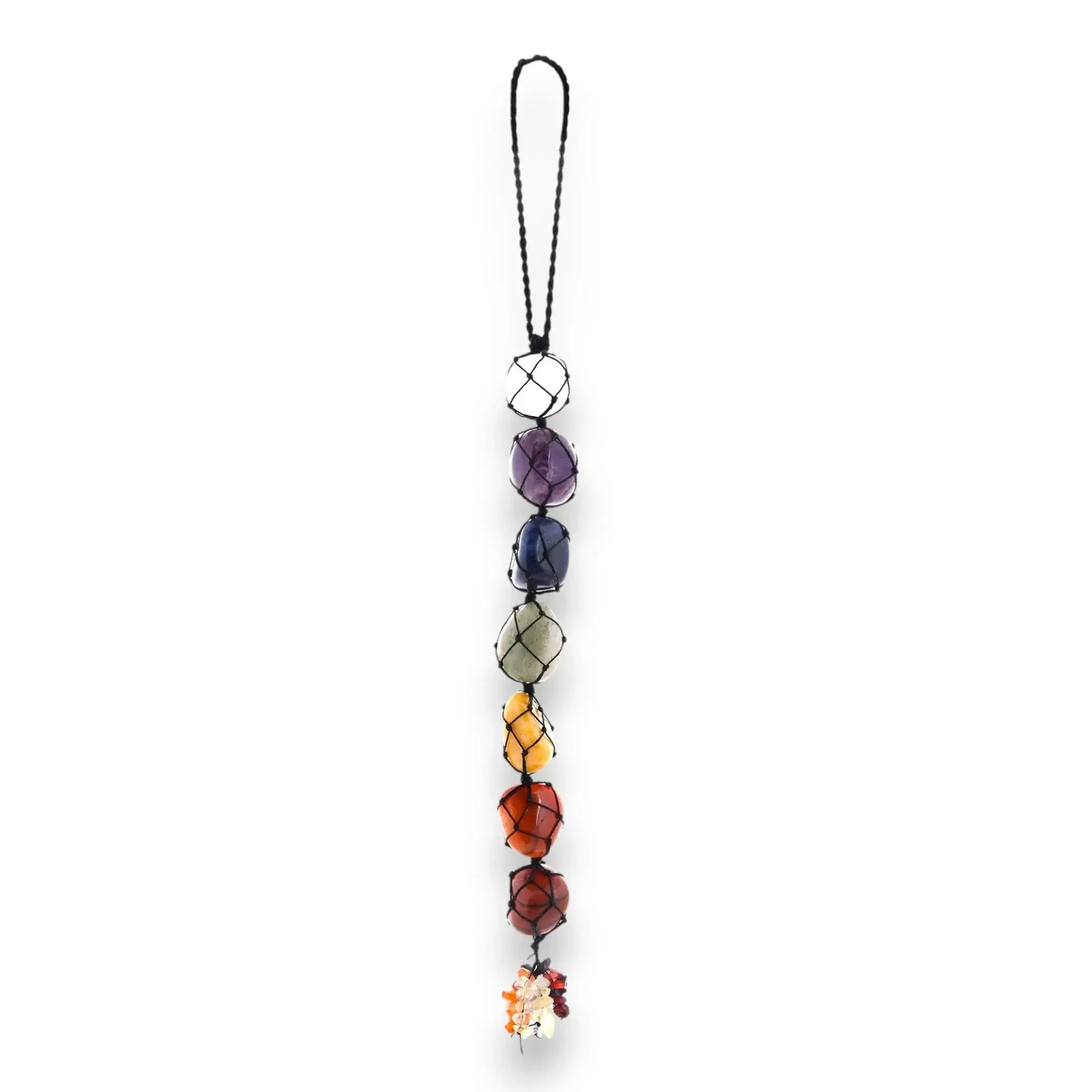 Elegant 7 Chakra Crystal Hanging Ornament | Tumbled Gemstones & Tassel for Meditation, Yoga, Feng Shui | Meaningful Goodluck & Spiritual Gift
