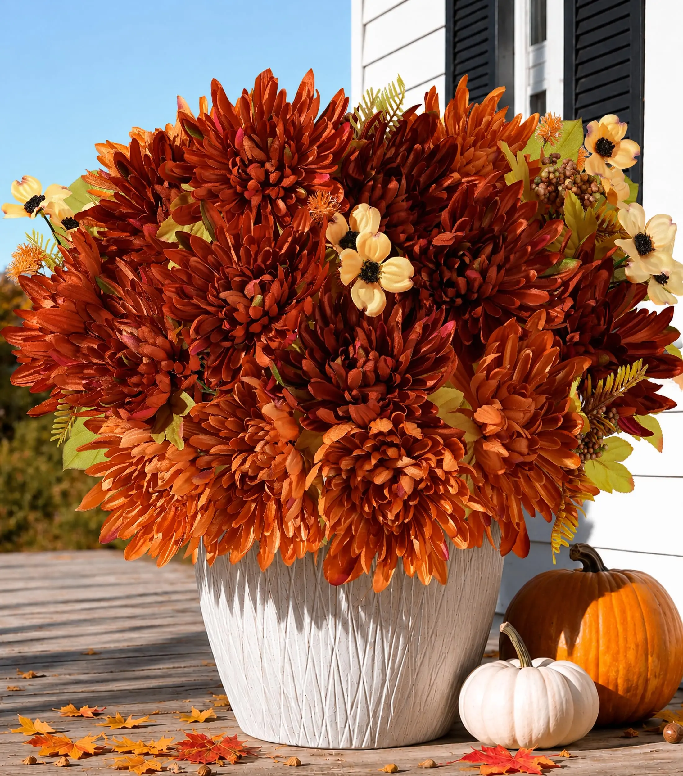 Ivydale 2 Bundles Artificial Fake Mums Flowers for Outdoor, 48 Heads Faux Purple Silk Chrysanthemum Bouquets with Long Stems Arrangements Centerpiece for Wedding Party Home Decor