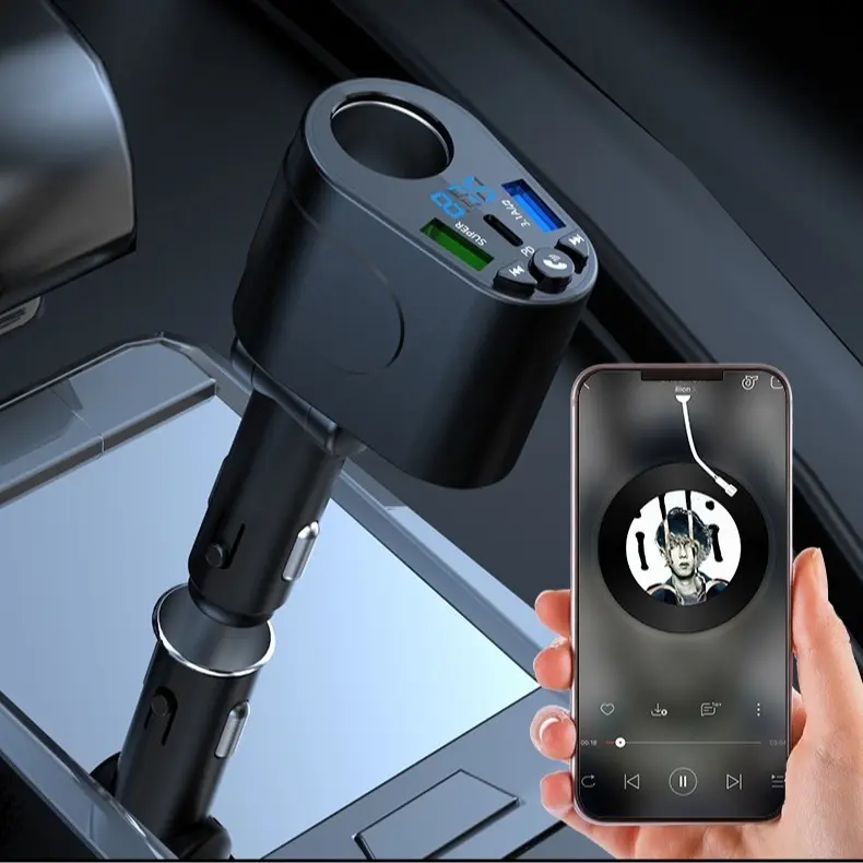 TIISIFANG Upgraded LED Display Bluetooth Car Adapter with Dual USB Ports - In Car Charger, USB Charger Included, Compatible with Android Stereos, Android Stereo Car Chargers