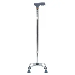 Self-Standing Large Base Quad Cane for Stability – Adjustable Height Aluminum Walking Stick with Ergonomic T-Handle and Non-Slip Rubber Tips – Sturdy Mobility Support for Seniors and Adults