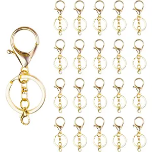 20 pieces of golden lobster keychain, easy to open spring lock, suitable for DIY handmade, bag making, keychain and multifunctional buckle, used for key storage and decorative chain