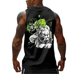 Broly Power Strike Tank Top - Dragon Ball Z Anime Gym Shirt with Neon Saiyan Energy - Medium Size - Dynamic Saiyan Aura Design & Kanji Symbol - Premium Comfort Material - Athletic Fit