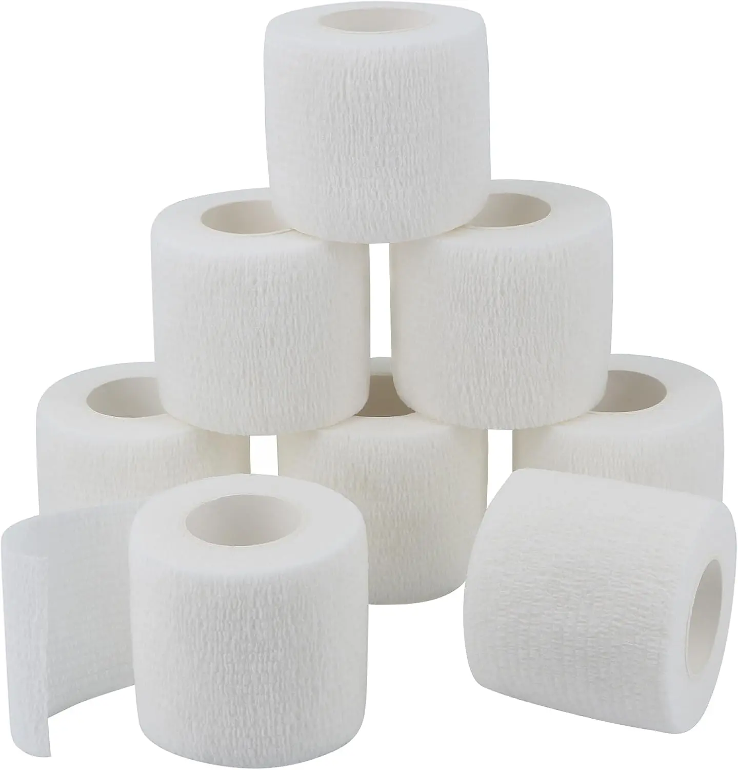 Unisex Waterproof Elastic Self-Adherent Wrap Bandages, 8 Pcs Pack Injury Wrap Athletic Tape for Sports Sprains, Swelling & Soreness on Wrist, Ankle (2 in x 14.7 ft, White), Elasticity