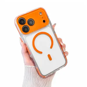 Transparent magnetic phone case with lens protection and built-in lens film, 2-in-1 transparent magnetic phone case suitable for iPhone 17/16/15/14/13 Pro Pro Max Air Plus, Four-corner magnetic phone case, Anti-fall, Suitable for men and women
