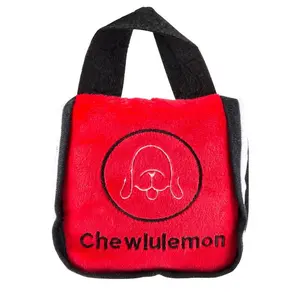 Chewlulemon Tote Bag Squeaker Dog Toy - Soft Plush Exterior with Hidden Squeaker Inside - Measures 5" x 6" x 1.5" - Parody Design Based Item