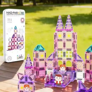 3.75cm Mini Magnetic Building Tiles Travel Set 8 styes theme blocks endless brain boosting fun, Kids Educational Toy magnetic puzzle set in Travel-Friendly Iron Box  lightweight easy on the go play anytime and storage in box,