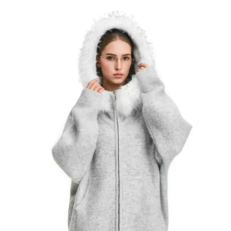 Your New Favorite Sweater Color Marble Zip-Up Unisex Heavyweight Cardigan FDR Sweatshirts Tops Hoodie Knitwear Casual Drop Shoulder Long Sleeve Fall & Winter Knit Top