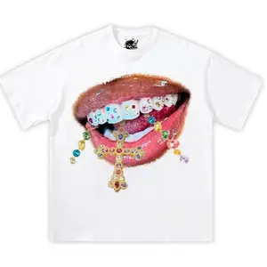Glossy Lip Graphic Shirt – Jewelry Mouth Y2K T-Shirt | Unisex Opium Streetwear Cotton Tee
