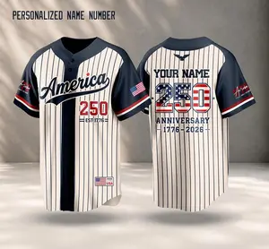 Personalized America 250 Baseball Jersey, Custom Name Number Patriotic USA Independence Day Shirt