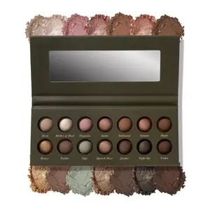 14-Color Baked Eyeshadow Palette – Earthy Blendable Pigmented Shades for Natural Look