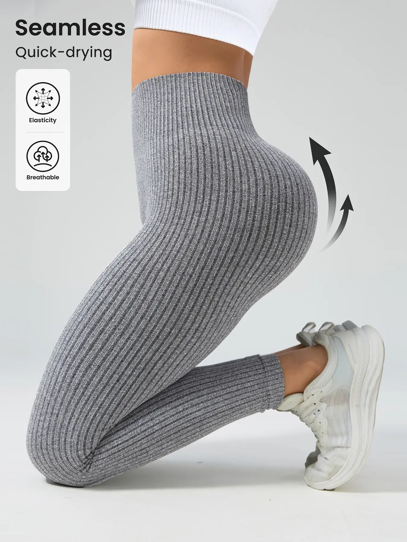 Women's Solid High Waist Sports Leggings, High Stretch Seamless Yoga Leggings, Ladies Sportswear for Indoor Outdoor Wear