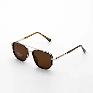 Women's Fashionable Frames Sunglasses - 2025 Fall-Summer Geometric Double-Beam, Polarized Sun Protection, Metal Craftsmanship, High Quality Stylish Female Eyewear Accessory for Travel  beach  wear