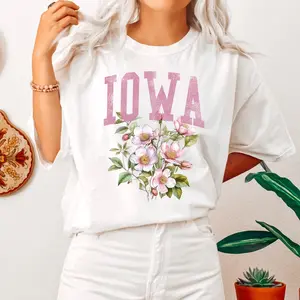 Iowa State Flower Comfort Colors Tshirt, Women's Crew Neck, Crewneck