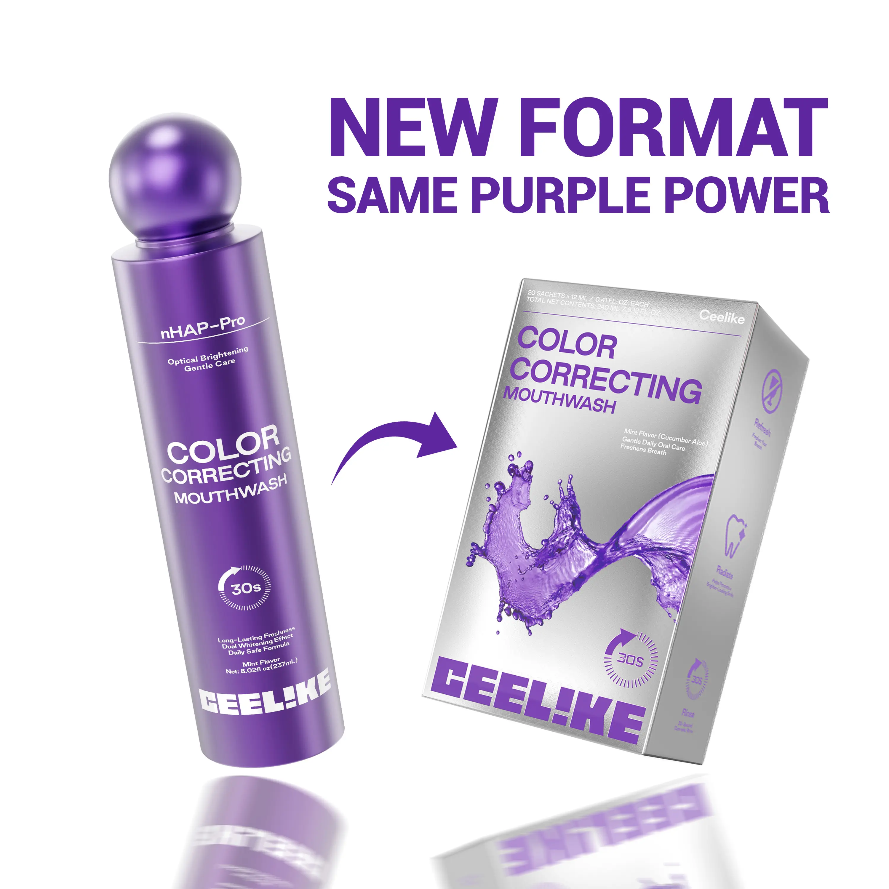 CEELIKE Stain Whitening Mouthwash, Brightens Teeth, Freshens Breath with Essential Oils