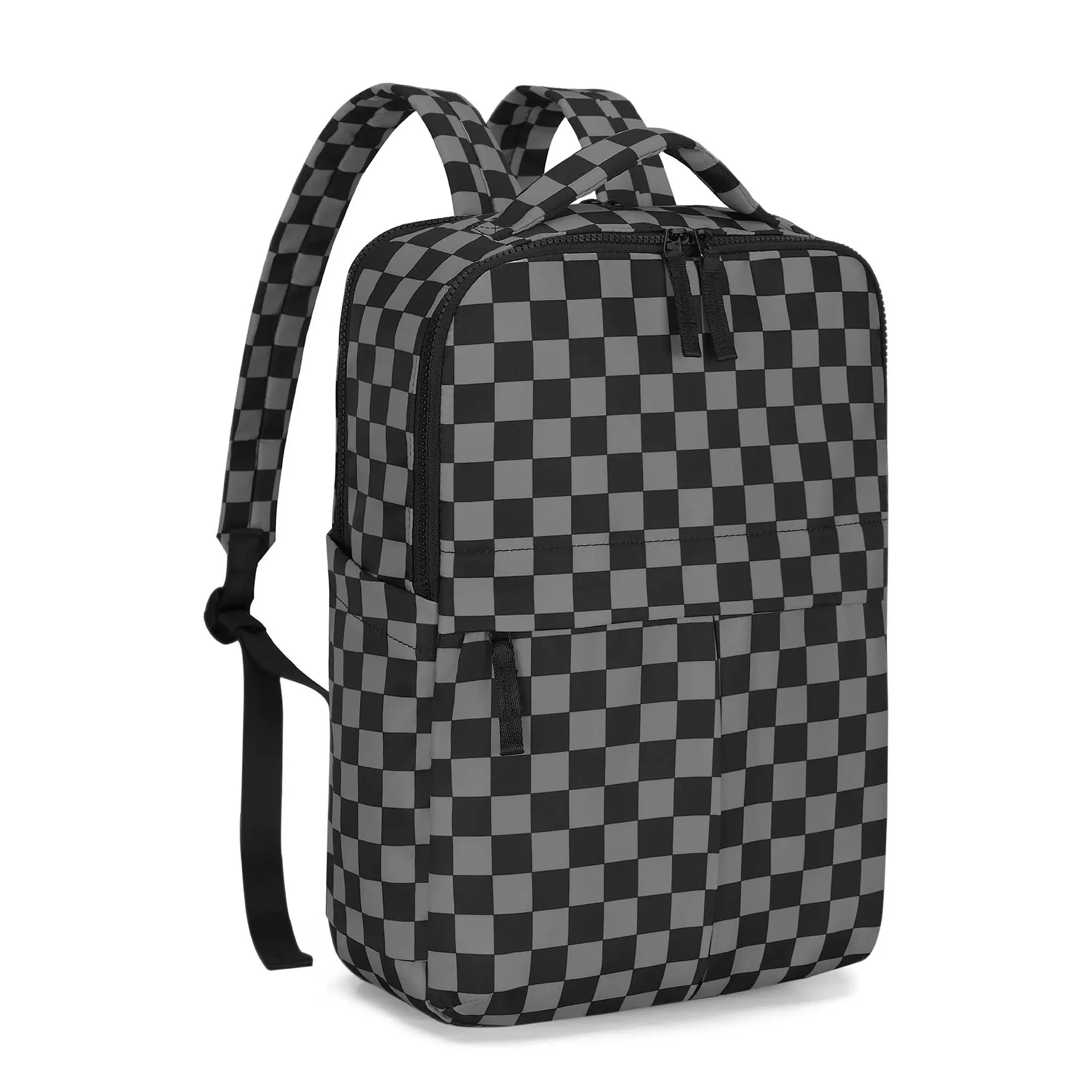 Checkerboard Square Computer Backpack for Men and Women, Waterproof Nylon, Large Capacity Laptop Bag, Lightweight Plaid School/Work Backpack for Students