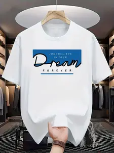 Men's Believe in Yourself Pattern T-shirt-white Casual Round Neck T-shirt Casual Wear Essential for Christmas, Easter, Halloween, Thanksgiving, Etc.