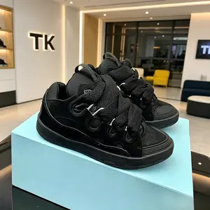 Triple Black Chunky Bread Sneakers | All Black Streetwear Skate Shoes for Men WomenOversized Lace Black Bread Shoes That Go With Everything | UnisexViral bread shoesshoes, Casual shoes, Streetwear shoesDate night shoesBlack Chunky Lace-Up S