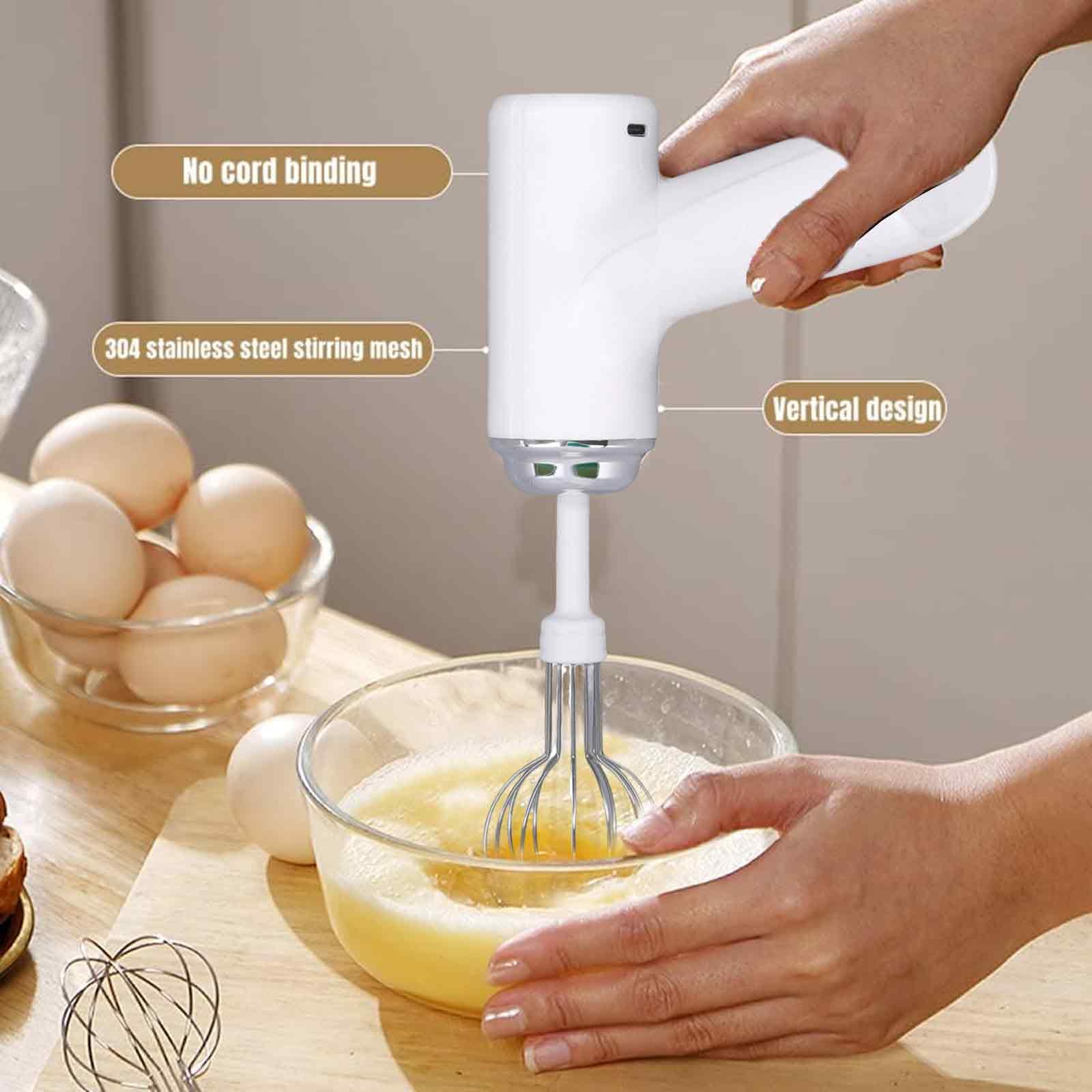 Electric Egg Beater Cordless Hand Mixer, 3 Speed Handheld Electric Whisk, Portable Food Mixer for Cappuccino Matcha Dough Eggs Batter Cream bpa free kitchen gadget