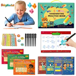 2026 New Edition: "Magic Groove" Handwriting Practice Book — Reusable Paper Workbook | Deluxe Gift Box Set (Designed for Ages 3–8) | 2nd Grade Learning Aid | Kindergarten Readiness Tool | Spiral-Bound Notebook & Practice Pen Set | Back-to-School Essential