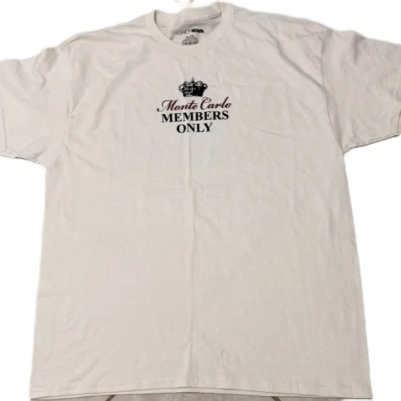 Fashion Nova Men’s XL White Cotton Double-Sided Graphic Crew T-Shirt