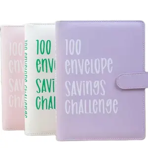 100 Days $5k Budgeting Savings Planner - Reusable Laminated Sheet Tracker, 100 Cash Envelopes, Waterproof Binder with A5 Binder Case & Card Slots