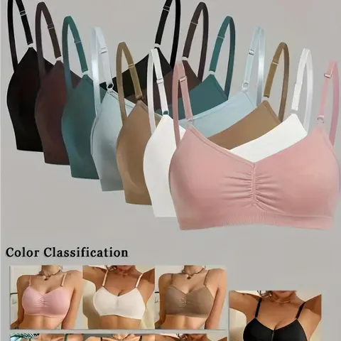 Women's Thin Basic Everyday Bra Set, 1/3/5/7 Pieces, Full Coverage, Wireless, Breathable Triangle Cup, Casual Daily Wear, Comfortable and Stylish, Breathable Bras