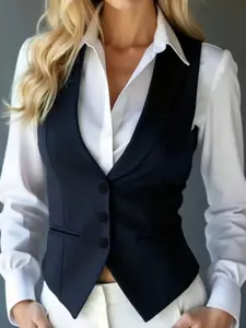 New Fashionable And Elegant Suit Vest, Modern Casual And Versatile Office Vest Waistcoat, Spring/Summer/Autumn Black
