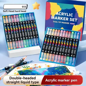 48-Color Acrylic Marker Set, Dual Tip Liquid Ink Markers, Fast Drying Art Supplies for Rock Painting, DIY Crafts, School & Back-To-School Gifts