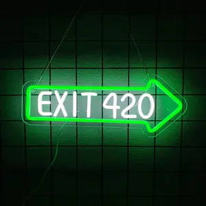 EXIT 420 Neon Sign Green LED Neon Light for Wall Decor, USB Powered for Man Cave, Bar, Party & Bedroom