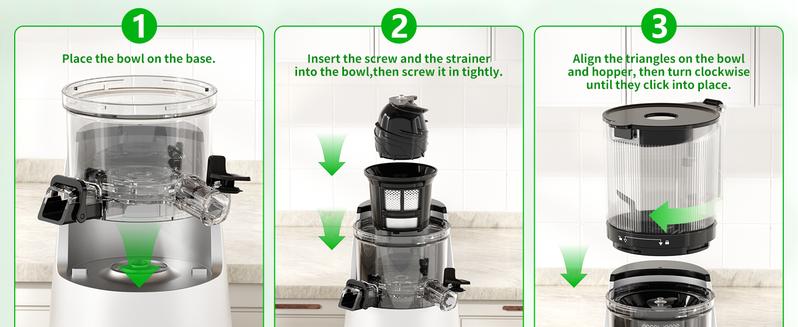 B11 Cold Press Juicer, 6" Extra Wide Feed Chute Slow Masticating Juicer Machine, Powerful AC Brushless Motor, Self Precut System, Easy to Clean, BPA-Free, Extra one Replace juicer strainer