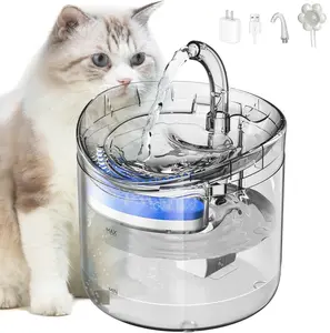 Cat/Dog Water Fountain Animal Water Dispenser 2L Automatic Pet Drinking Fountain Clear Upgrade with 2 Filter Replacement 1 Adjustable Silent 1 Water Pump for Dog/Cats Kitty Indoor