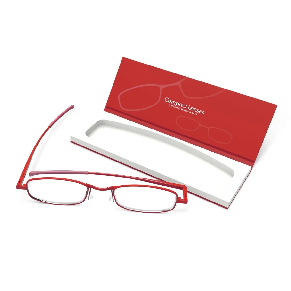 212 MAIN Compact Foldable Flat Reading Glasses - Single Item, Chilli Color, +2.5 Magnification (US Available)