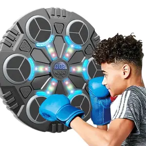 Bluetooth Music Boxing Machine Wall Mounted LED Punch Trainer with Gloves for Kids Teens Home Gym Fitness Interactive Workout 3 Modes Punching Rhythm Rigid Housing High-Density Cushioning