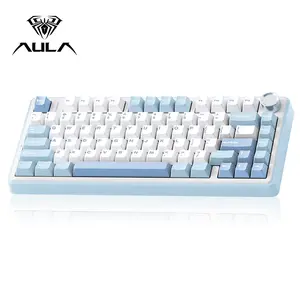 Aula F75 Wireless Gaming Keyboard, Gasket Structure, Ergonomic Design, RGB Light Effect, 4000mah Battery, Plug-And-Play, Multi-Functional Knob, Compatible With Notebook /PC/ Mobile Phone Devices.