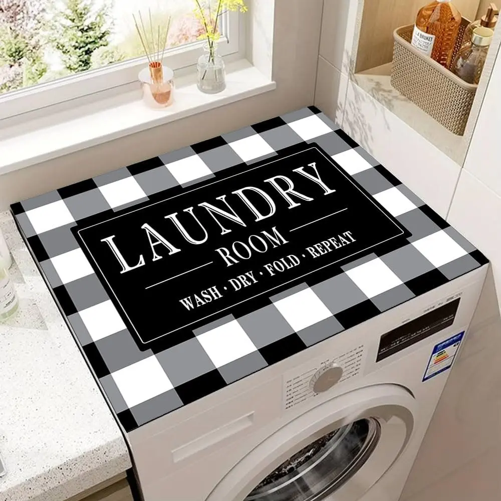 【Moving Season】Washer and Dryer Covers for the Top,Non-slip Dryer Top Protector Mat,23.6" x 19.7" Dust-proof Washing Machine Cover, Washer Dryer Top Covers for Laundry Room Kitchen (black-07, 23.6" x 19.7")