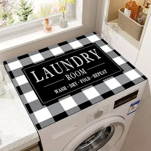 Washer and Dryer Covers for the Top,Non-slip Dryer Top Protector Mat,23.6" x 19.7" Dust-proof Washing Machine Cover, Washer Dryer Top Covers for Laundry Room Kitchen (black-07, 23.6" x 19.7")