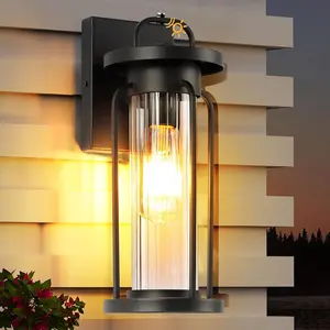 Dusk to Dawn Large Outdoor Lighting Fixtures, Exterior Front Porch Light, Black Sensor Wall Sconce Lamp, Waterproof Wall Lantern, Anti Rust Outside Coach Lights for House, Doorway, Garage