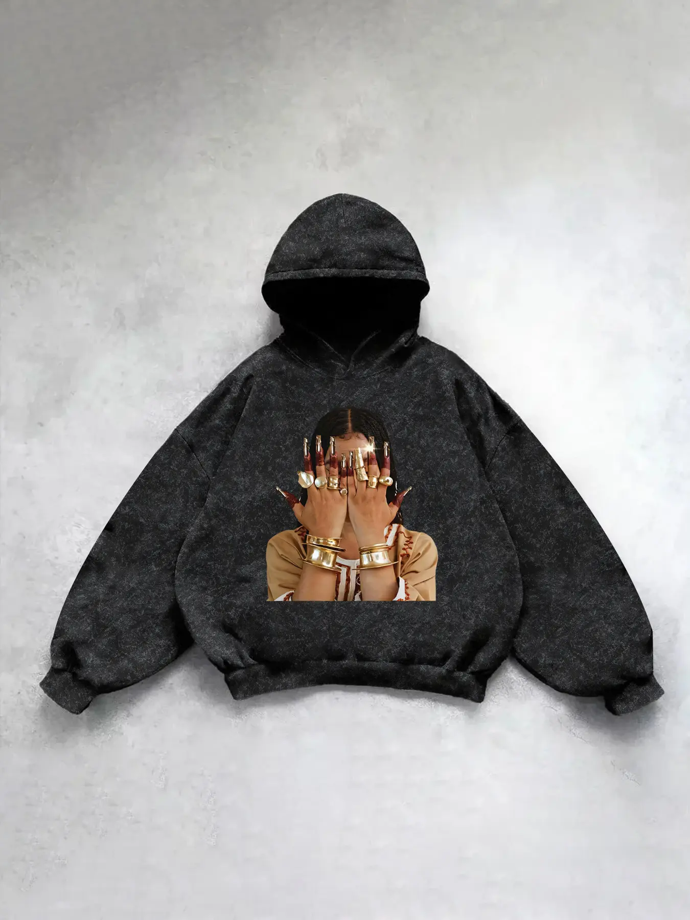 Men's Spring & Fall Snowflake Texture Knit Fitted Hoodie, Street Girl Graphic Print Design, Perfect for Casual Wear, Comfortable Daily Use, Sweatshirts